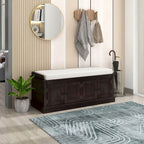 Farmhouse 42.70 4-Door Multi-Purpose Entry Upholstered Storage Bench with Adjustable Shelves and Shoe Racks