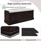 Farmhouse 42.70 4-Door Multi-Purpose Entry Upholstered Storage Bench with Adjustable Shelves and Shoe Racks