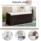 Farmhouse 42.70 4-Door Multi-Purpose Entry Upholstered Storage Bench with Adjustable Shelves and Shoe Racks