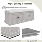 Farmhouse 42.70 4-Door Multi-Purpose Entry Upholstered Storage Bench with Adjustable Shelves and Shoe Racks