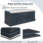 Farmhouse 42.70 4-Door Multi-Purpose Entry Upholstered Storage Bench with Adjustable Shelves and Shoe Racks