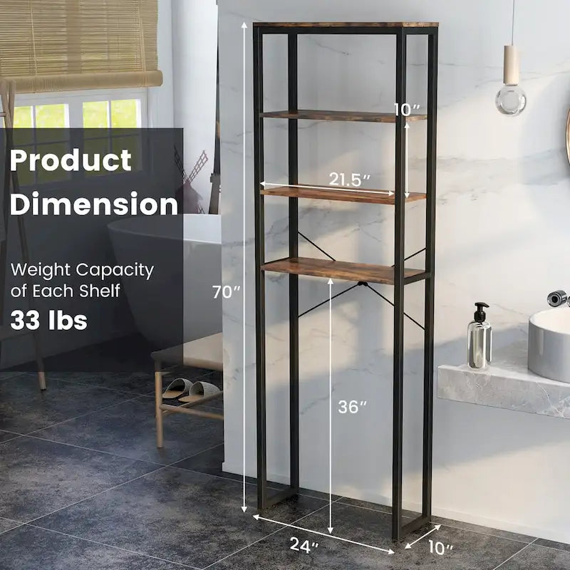 4-Tier Over the Toilet Storage Rack Freestanding Bathroom