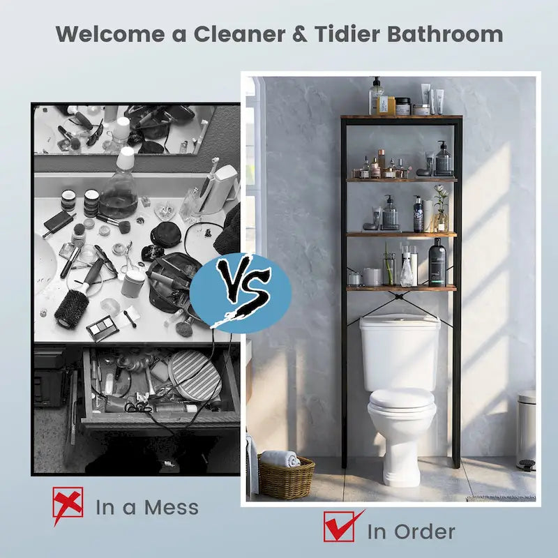 4-Tier Over the Toilet Storage Rack Freestanding Bathroom