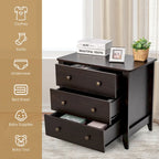 3 Drawer Dresser Chest of Drawers Bedside Table for Living Room