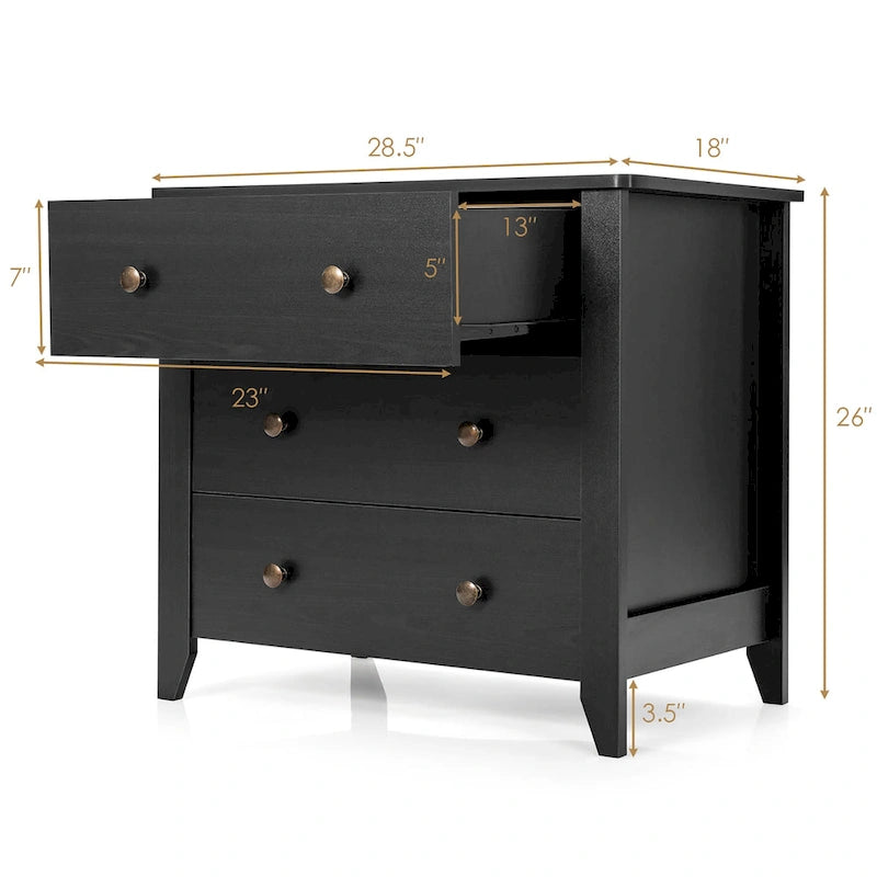 3 Drawer Dresser Chest of Drawers Bedside Table for Living Room