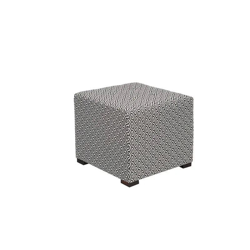 Square Button Tufted Transitional Ottoman with Black Legs