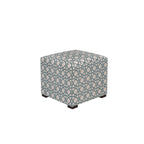 Quadratischer Ottoman im Übergangsstil mit Knopfheftung und schwarzen Beinen