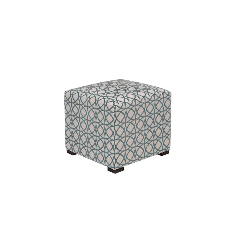 Quadratischer Ottoman im Übergangsstil mit Knopfheftung und schwarzen Beinen