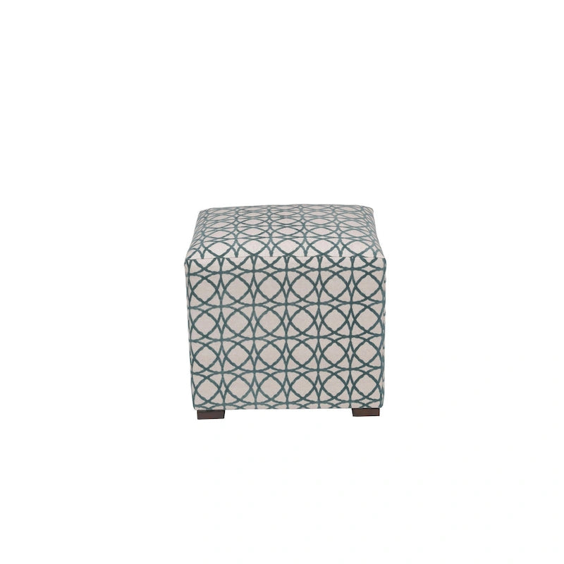 Quadratischer Ottoman im Übergangsstil mit Knopfheftung und schwarzen Beinen