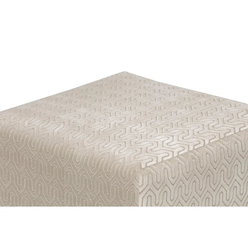 Quadratischer Ottoman im Übergangsstil mit Knopfheftung und schwarzen Beinen