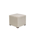 Quadratischer Ottoman im Übergangsstil mit Knopfheftung und schwarzen Beinen
