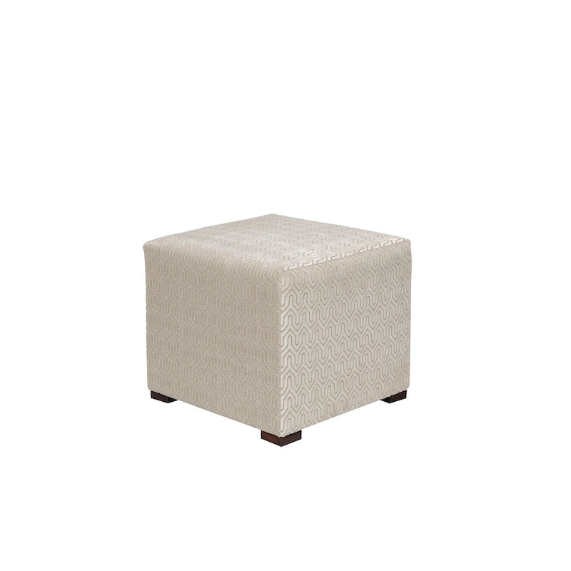 Quadratischer Ottoman im Übergangsstil mit Knopfheftung und schwarzen Beinen
