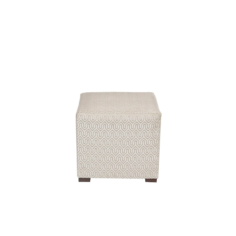 Quadratischer Ottoman im Übergangsstil mit Knopfheftung und schwarzen Beinen