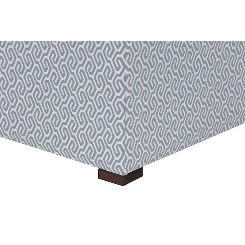 Quadratischer Ottoman im Übergangsstil mit Knopfheftung und schwarzen Beinen