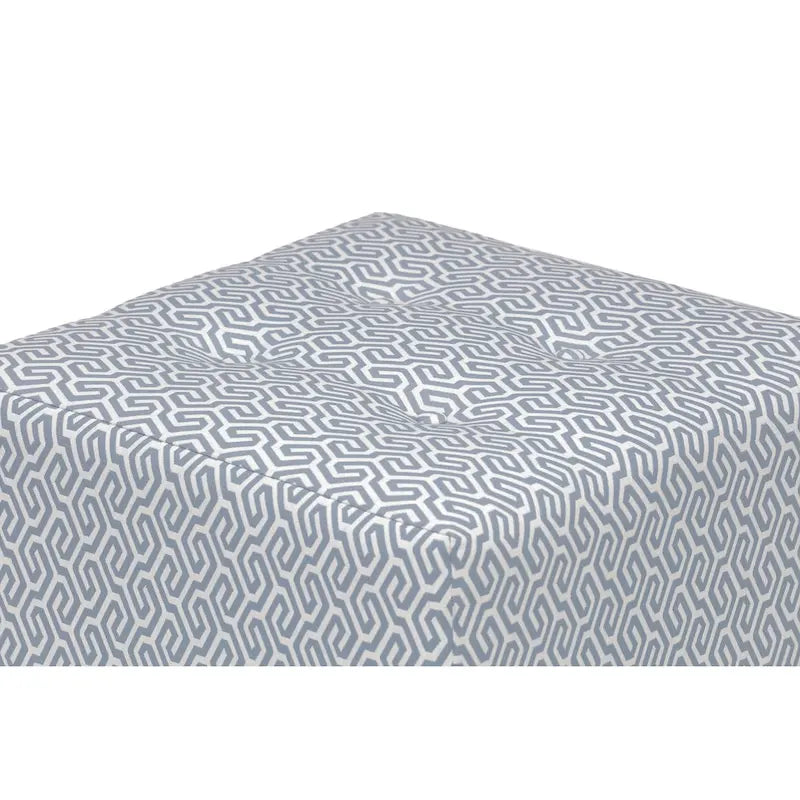 Quadratischer Ottoman im Übergangsstil mit Knopfheftung und schwarzen Beinen