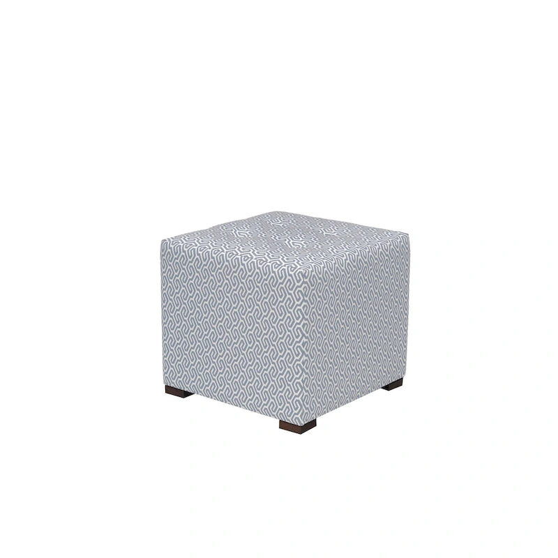 Quadratischer Ottoman im Übergangsstil mit Knopfheftung und schwarzen Beinen