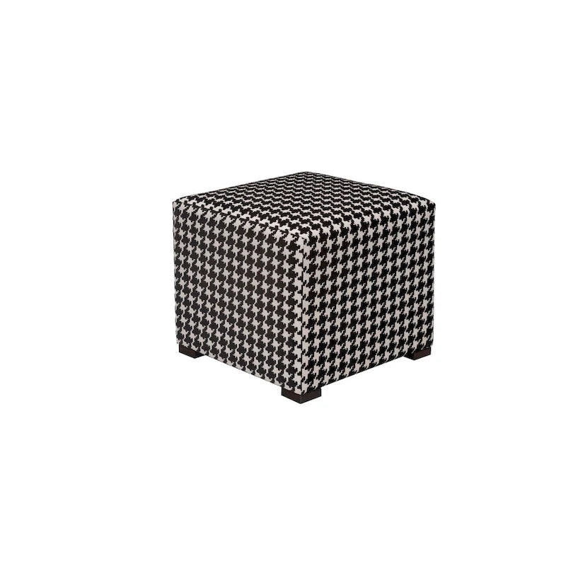 Quadratischer Ottoman im Übergangsstil mit Knopfheftung und schwarzen Beinen