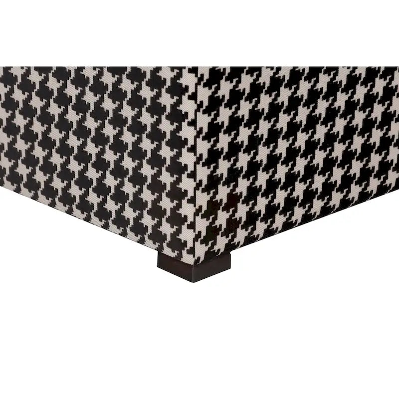 Quadratischer Ottoman im Übergangsstil mit Knopfheftung und schwarzen Beinen