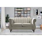 Samt-Loveseat im Chesterfield-Stil mit gerollten Armlehnen und Nagelkopfdetails