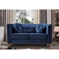 Crushed Velvet Button-Tufted Loveseat with Bolster Pillows