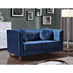 Crushed Velvet Button-Tufted Loveseat with Bolster Pillows