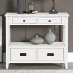 36 Farmhouse Pine Wood Console Table Entry Sofa Table with 4 Drawers & 1 Storage Shelf
