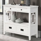 36 Farmhouse Pine Wood Console Table Entry Sofa Table with 4 Drawers & 1 Storage Shelf
