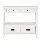 36 Farmhouse Pine Wood Console Table Entry Sofa Table with 4 Drawers & 1 Storage Shelf