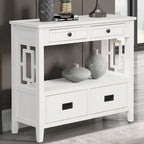 36 Farmhouse Pine Wood Console Table Entry Sofa Table with 4 Drawers & 1 Storage Shelf