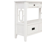 36 Farmhouse Pine Wood Console Table Entry Sofa Table with 4 Drawers & 1 Storage Shelf