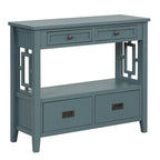 36 Farmhouse Pine Wood Console Table Entry Sofa Table with 4 Drawers & 1 Storage Shelf