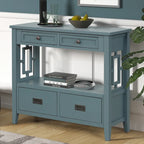 36 Farmhouse Pine Wood Console Table Entry Sofa Table with 4 Drawers & 1 Storage Shelf