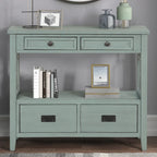 36 Farmhouse Pine Wood Console Table Entry Sofa Table with 4 Drawers & 1 Storage Shelf