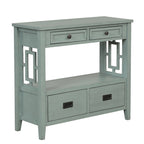 36 Farmhouse Pine Wood Console Table Entry Sofa Table with 4 Drawers & 1 Storage Shelf