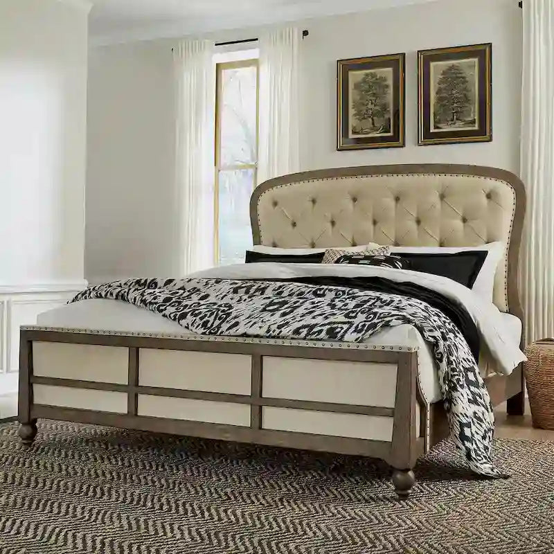 Americana Farmhouse Dusty Taupe Queen Shelter Bed