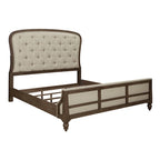 Dusty Taupe Queen Shelter Bed with Upholstered Headboard