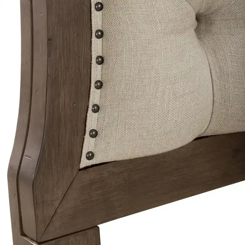 Dusty Taupe Queen Shelter Bed with Upholstered Headboard