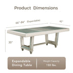 Table de salle à manger extensible glamour de 84 pouces avec base en carreaux miroir