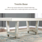 Table de salle à manger extensible glamour de 84 pouces avec base en carreaux miroir