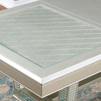 Table de salle à manger extensible glamour de 84 pouces avec base en carreaux miroir