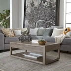 Dusty Taupe Cocktail Table with Drawers and Casters