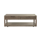 Dusty Taupe Cocktail Table with Drawers and Casters