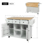 Isola da cucina in MDF larga 53 in. con piano di lavoro e mobile contenitore