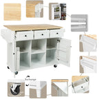 Isola da cucina in MDF larga 53 in. con piano di lavoro e mobile contenitore