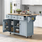 Isola da cucina in MDF larga 53 in. con piano di lavoro e mobile contenitore