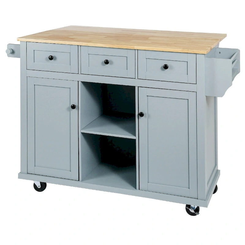 Isola da cucina in MDF larga 53 in. con piano di lavoro e mobile contenitore