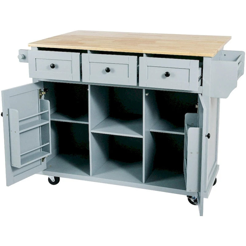 Isola da cucina in MDF larga 53 in. con piano di lavoro e mobile contenitore