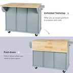 Isola da cucina in MDF larga 53 in. con piano di lavoro e mobile contenitore