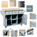 Isola da cucina in MDF larga 53 in. con piano di lavoro e mobile contenitore