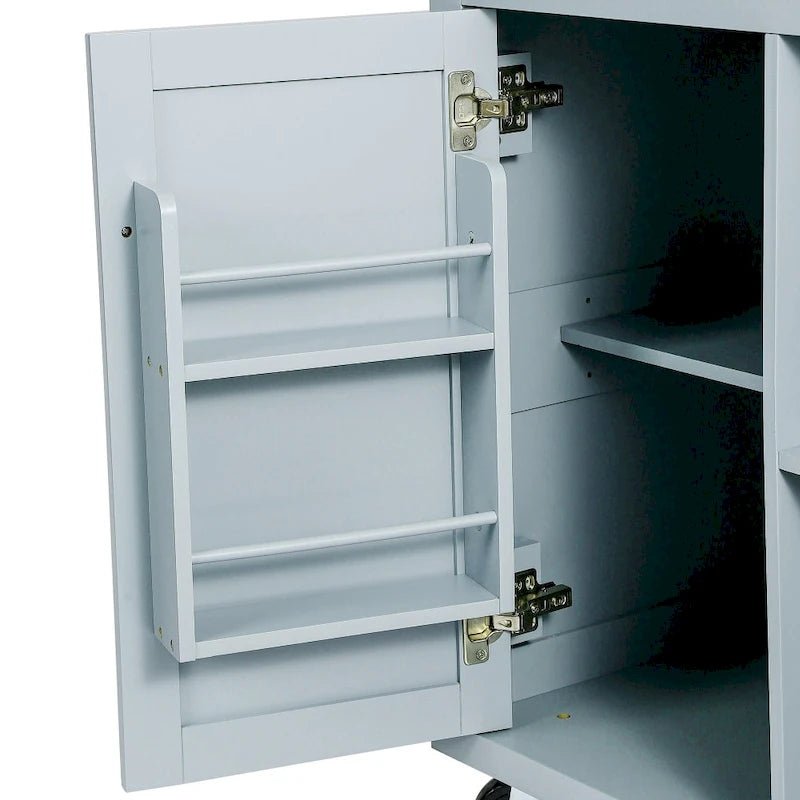 Isola da cucina in MDF larga 53 in. con piano di lavoro e mobile contenitore